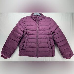 Athleta Girl Puffer Jacket Burgundy Red Size L 12 Goose Down Blend